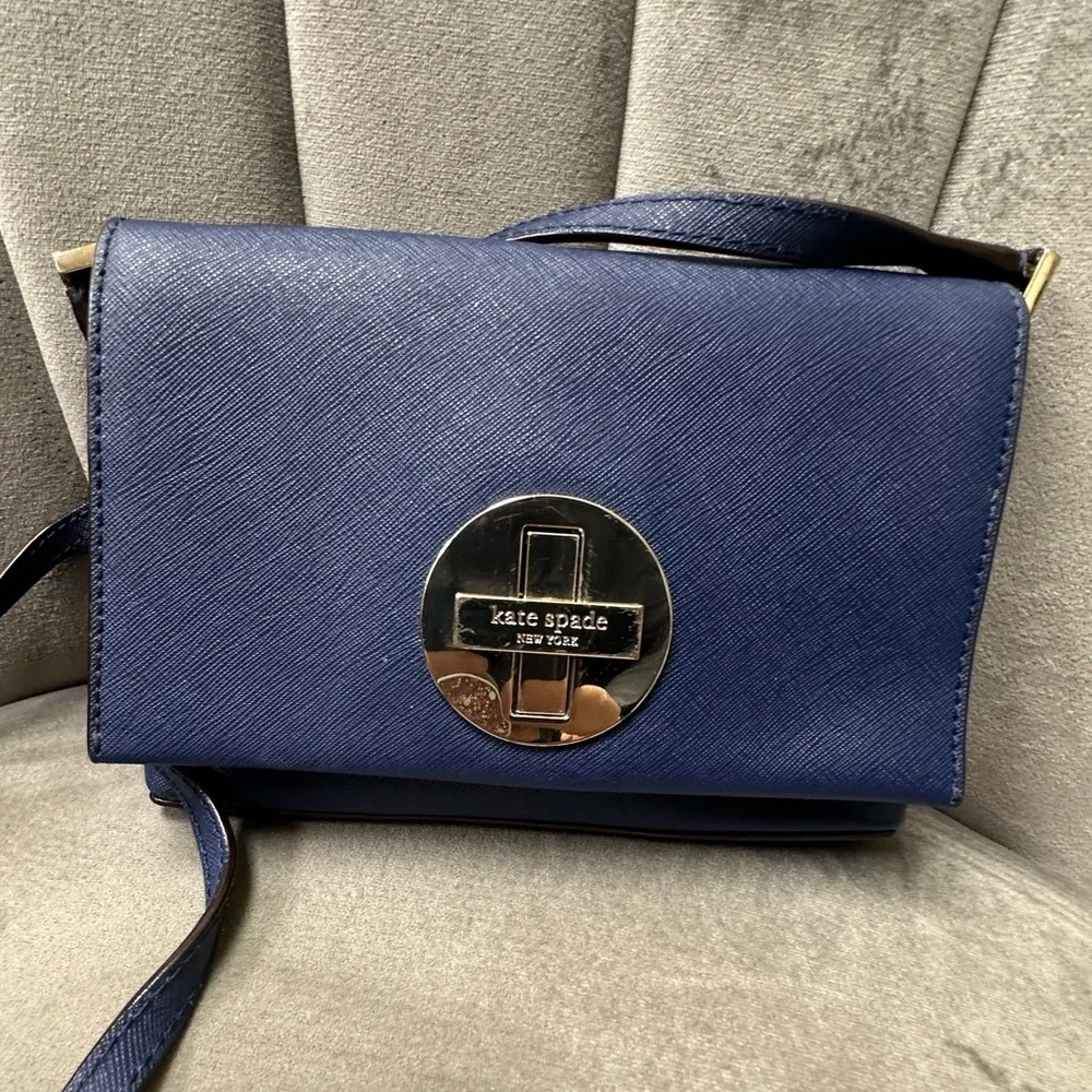 Kate Spade New York Navy Saffiano Leather Crossbody Bag